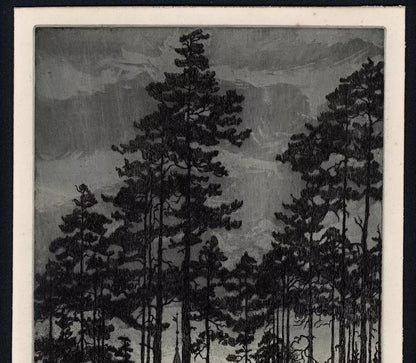 Olaf Abrahamsen Willums (1886-1967) Signed Etching - 1914 Kirke Skagen - Church In Landscape