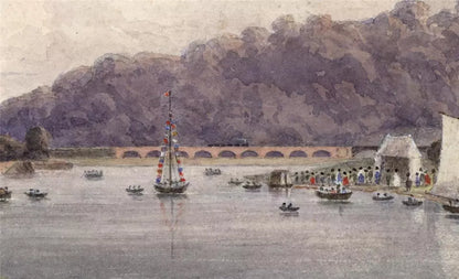 Sawley Regatta - Trent Lock Midland Counties Railway - Watercolour Painting - 19th Century