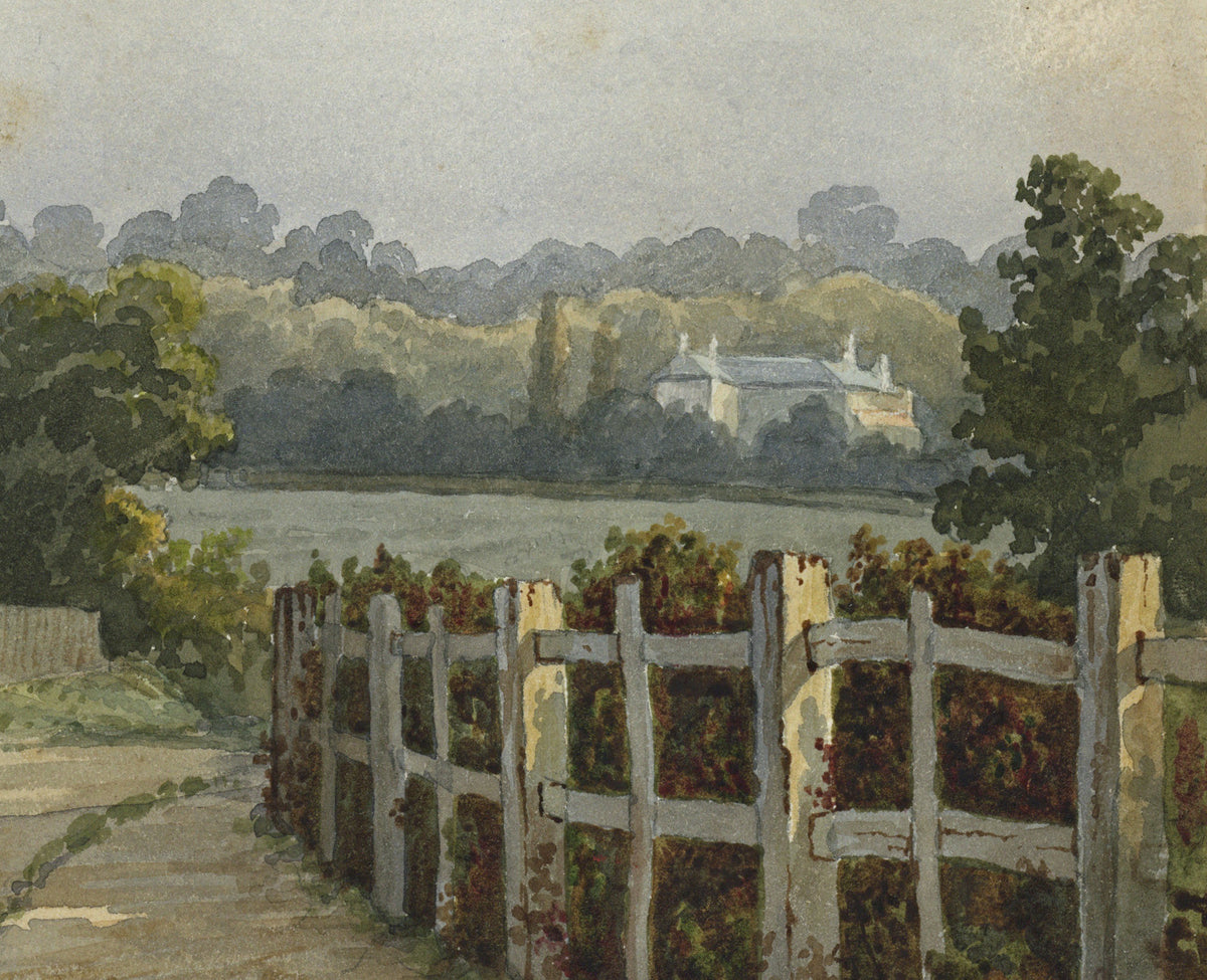 William Hubbard (1804-1870) Watercolour Painting - Cottages Between The Infant School And The Manor House Crayford