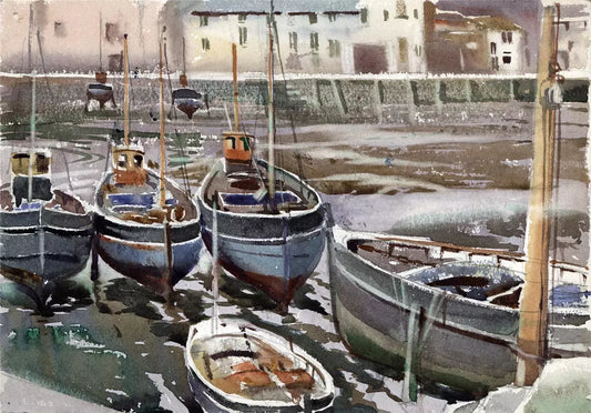 Arthur Royce Bradbury (1892-1977) Watercolour Painting - Boats In Harbour