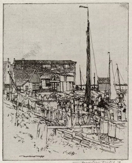 Mortimer Luddington Menpes - Signed Etching - Dutch Fishing Village Netherlands