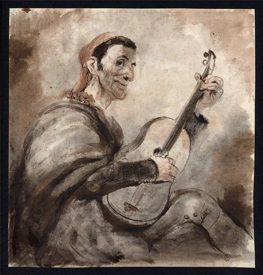 Charles Huard (1874-1965) Watercolour Painting - Portrait Of A Man With Instrument