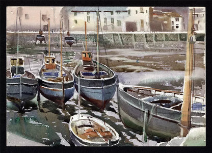 Arthur Royce Bradbury (1892-1977) Watercolour Painting - Boats In Harbour