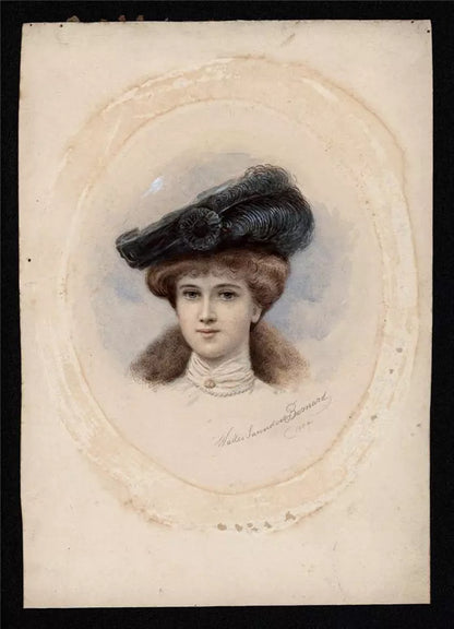 Walter Saunders Barnard (1851-1930) Watercolour Painting - Portrait Of Miss Ethel Pearson 1904