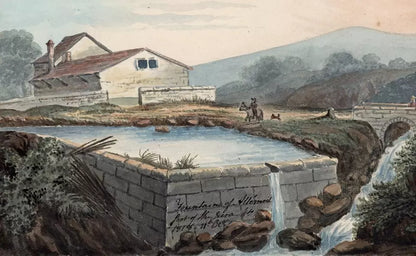 Elizabeth Campbell (1783-1861) Watercolour Painting - Fountains at the foot of Mount Jura Switzerland 1818