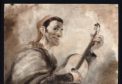Charles Huard (1874-1965) Watercolour Painting - Portrait Of A Man With Instrument