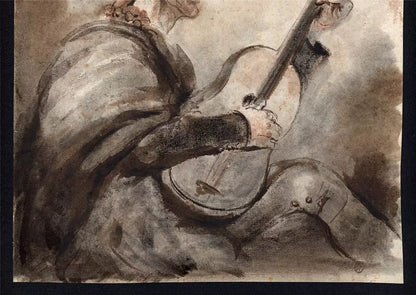 Charles Huard (1874-1965) Watercolour Painting - Portrait Of A Man With Instrument