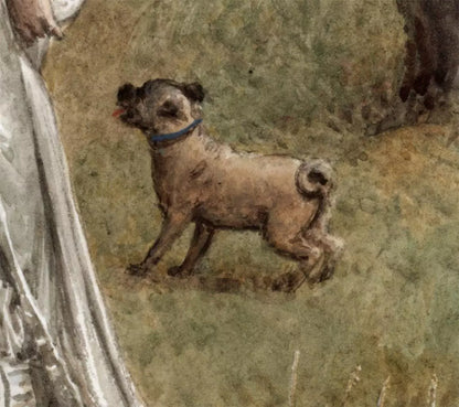 George Goodwin Kilburne (1839-1924) Watercolour Painting - The Kiss - Landscape